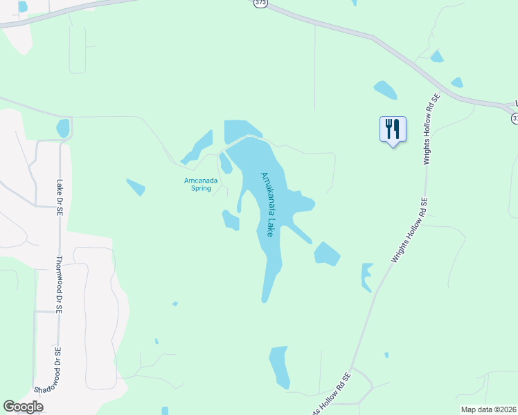 map of restaurants, bars, coffee shops, grocery stores, and more near 649 653 Amakanata Road in Calhoun