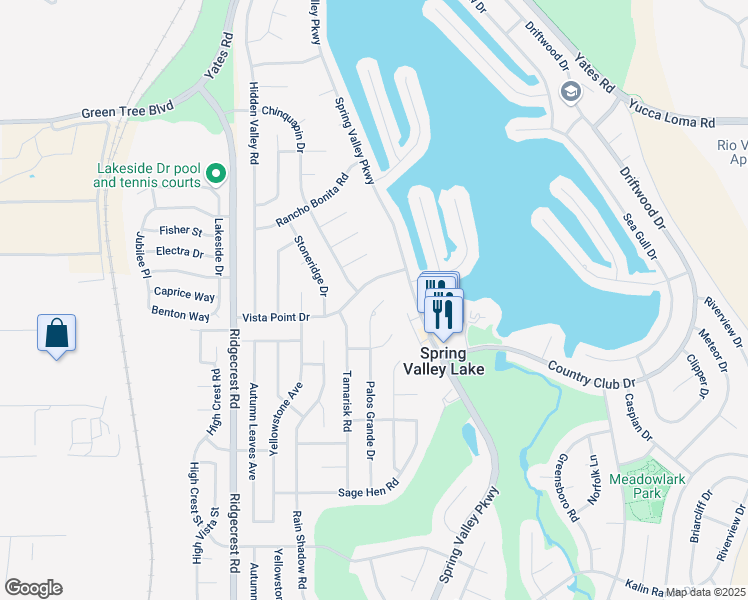 map of restaurants, bars, coffee shops, grocery stores, and more near 13360 Palos Grande Drive in Victorville
