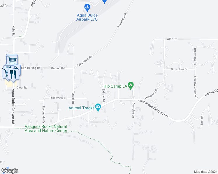 map of restaurants, bars, coffee shops, grocery stores, and more near 33250 Eldrow Road in Santa Clarita