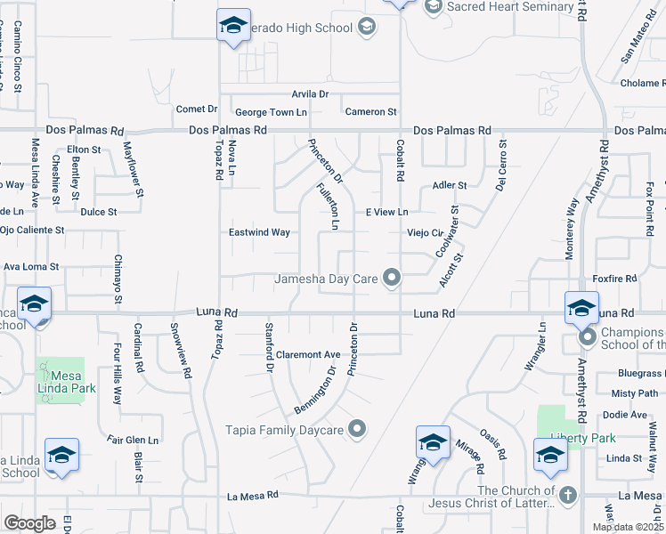 map of restaurants, bars, coffee shops, grocery stores, and more near 13400 Dover Lane in Victorville
