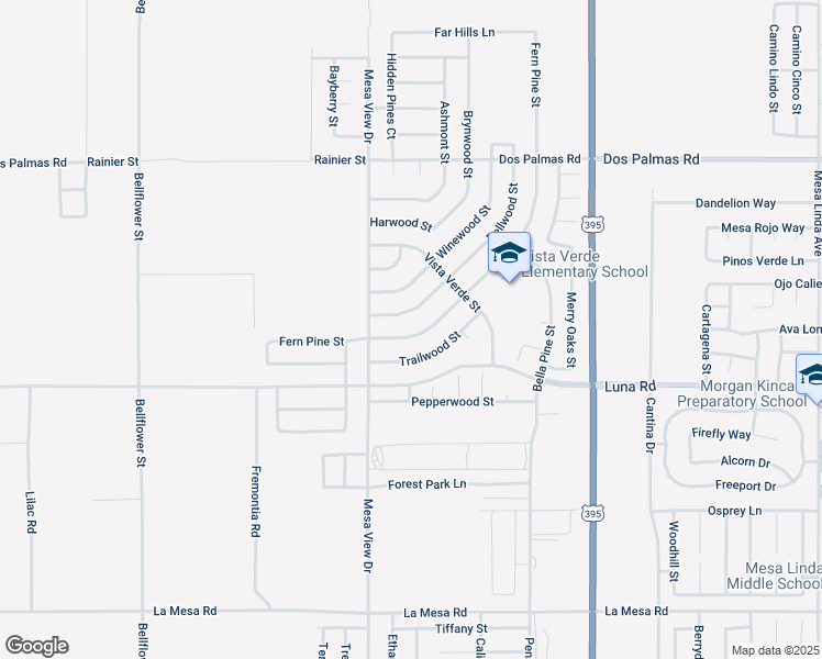 map of restaurants, bars, coffee shops, grocery stores, and more near 11772 Fern Pine Street in Victorville