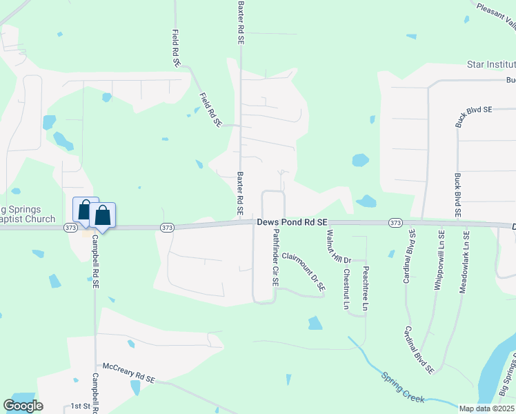 map of restaurants, bars, coffee shops, grocery stores, and more near 125 Brookline Circle Southeast in Calhoun