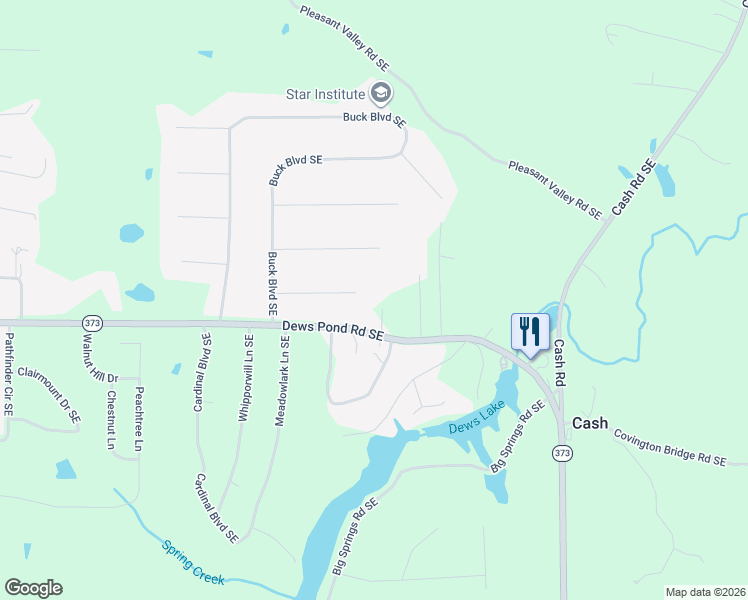 map of restaurants, bars, coffee shops, grocery stores, and more near 205 Frix Lane Southeast in Calhoun