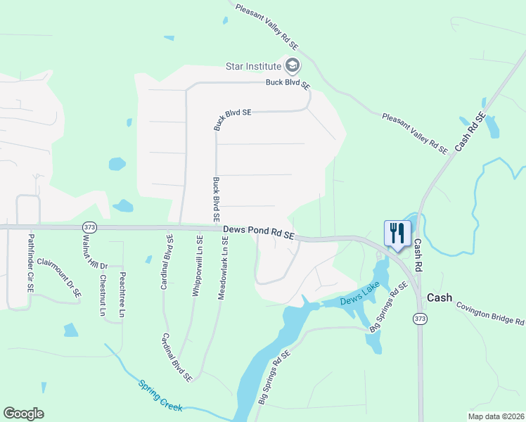 map of restaurants, bars, coffee shops, grocery stores, and more near 163 Frix Lane Southeast in Calhoun