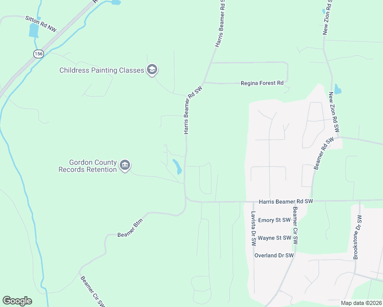 map of restaurants, bars, coffee shops, grocery stores, and more near 859 Harris Beamer Road Southwest in Calhoun