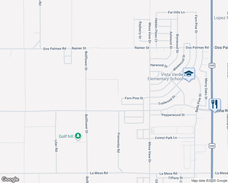 map of restaurants, bars, coffee shops, grocery stores, and more near 13370 Maywood Street in Victorville