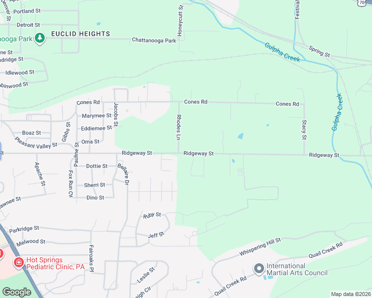 map of restaurants, bars, coffee shops, grocery stores, and more near 710 Ridgeway Street in Hot Springs