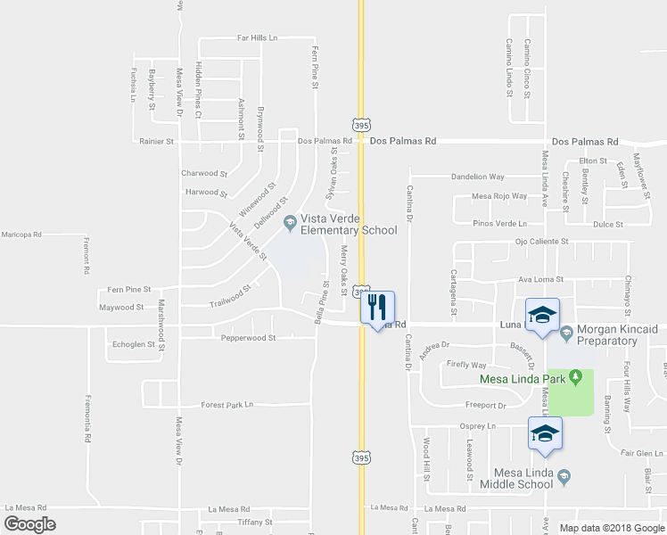 map of restaurants, bars, coffee shops, grocery stores, and more near 13429 Bella Pine Street in Victorville