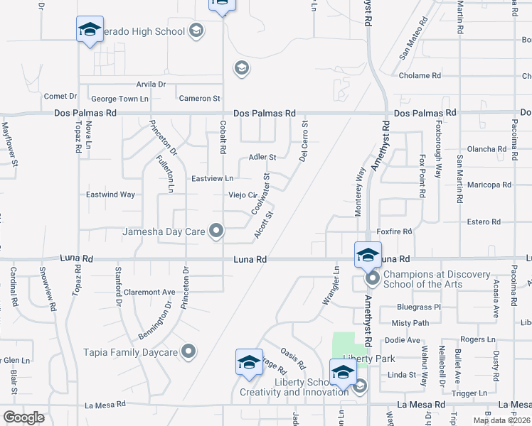 map of restaurants, bars, coffee shops, grocery stores, and more near 13454 Alcott Street in Victorville