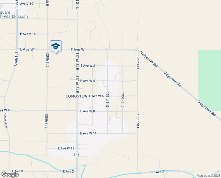 map of restaurants, bars, coffee shops, grocery stores, and more near 33430 133rd Street East in Pearblossom