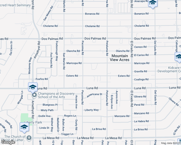 map of restaurants, bars, coffee shops, grocery stores, and more near 14164 Estero Road in Victorville