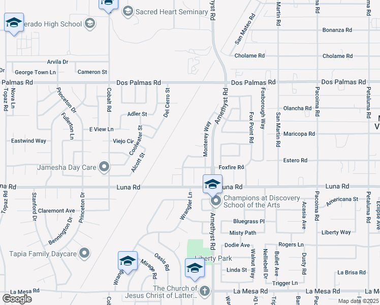 map of restaurants, bars, coffee shops, grocery stores, and more near 13616 Cordelia Way in Victorville