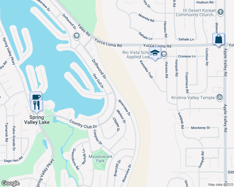 map of restaurants, bars, coffee shops, grocery stores, and more near 13391 Driftwood Drive in Victorville