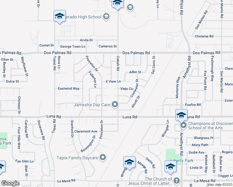 map of restaurants, bars, coffee shops, grocery stores, and more near 13290 Via Robles Circle in Victorville