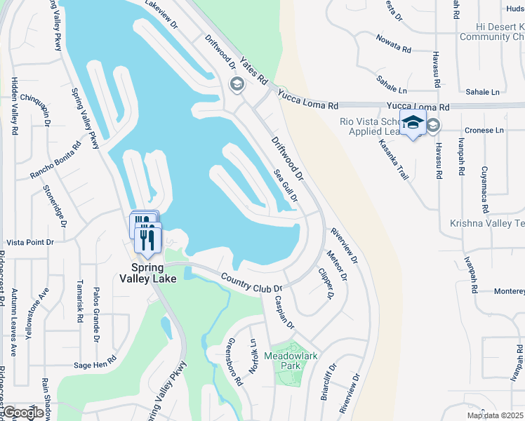 map of restaurants, bars, coffee shops, grocery stores, and more near 18430 Niagara Drive in Victorville