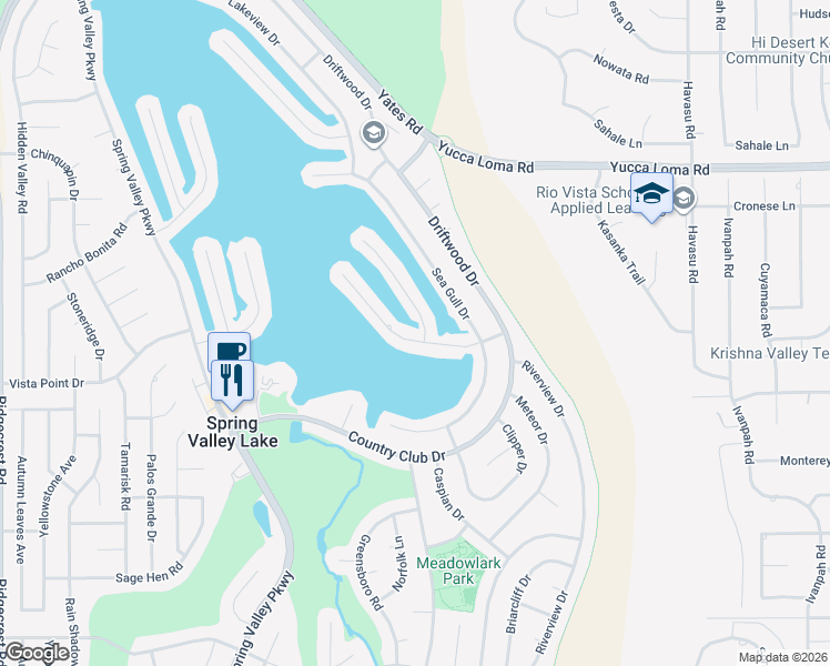 map of restaurants, bars, coffee shops, grocery stores, and more near 13445 Pyramid Drive in Victorville