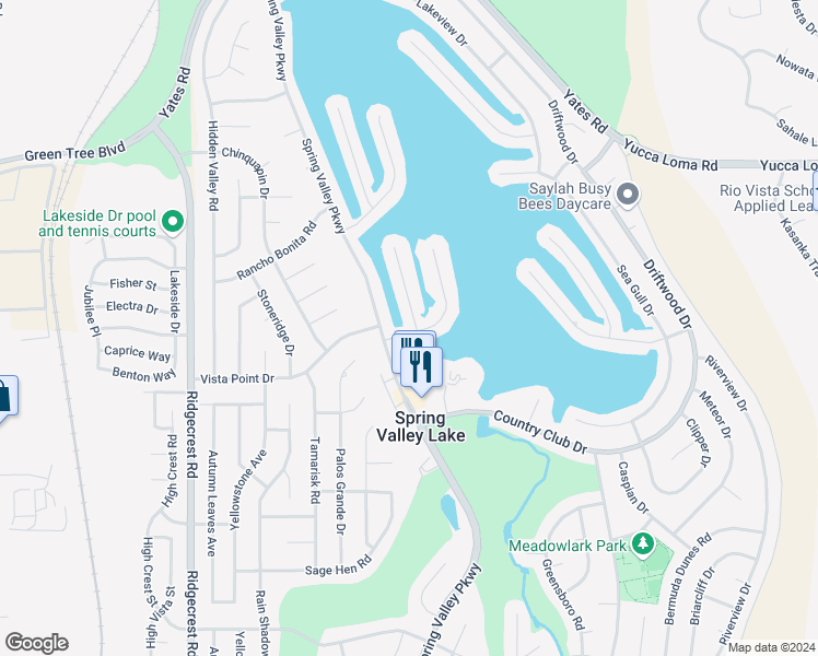 map of restaurants, bars, coffee shops, grocery stores, and more near 18100 Pier Drive in Victorville