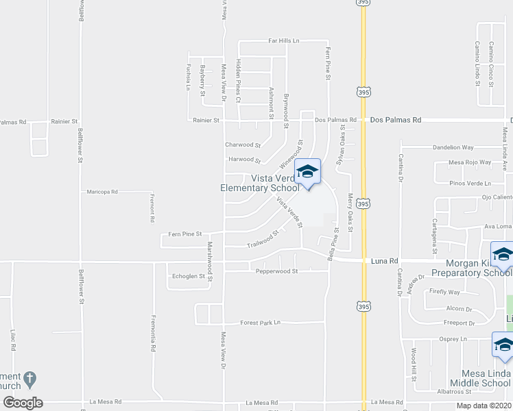 map of restaurants, bars, coffee shops, grocery stores, and more near 11804 Dellwood Street in Victorville