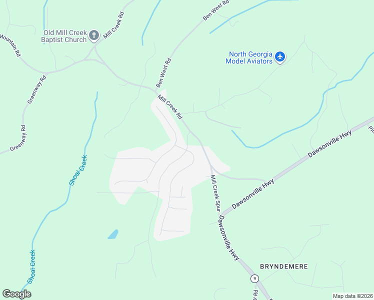map of restaurants, bars, coffee shops, grocery stores, and more near 9 Miller Drive in Dawsonville