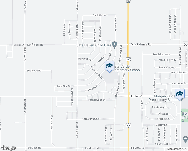 map of restaurants, bars, coffee shops, grocery stores, and more near 11833 Dellwood Street in Victorville