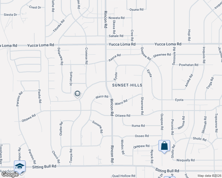 map of restaurants, bars, coffee shops, grocery stores, and more near 13441 Rincon Road in Apple Valley
