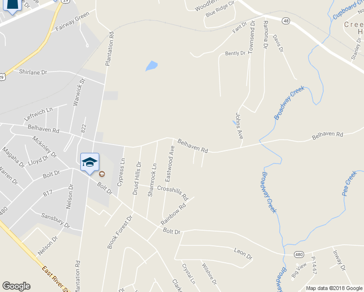 map of restaurants, bars, coffee shops, grocery stores, and more near 2400 Belhaven Road in Anderson