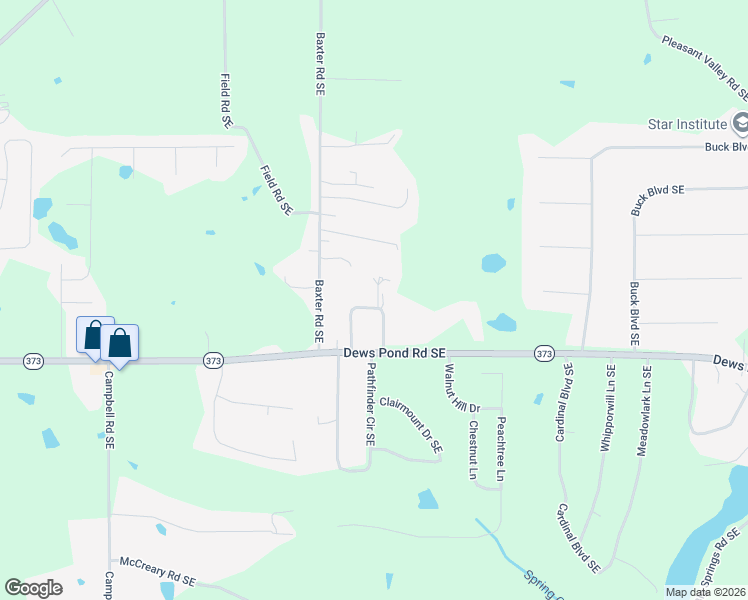 map of restaurants, bars, coffee shops, grocery stores, and more near 180 Brookline Circle Southeast in Calhoun