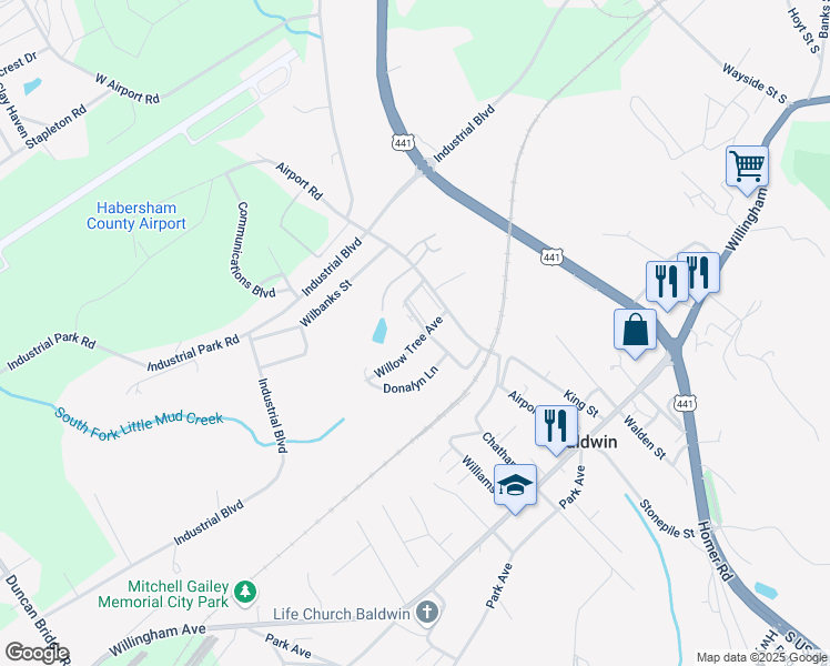 map of restaurants, bars, coffee shops, grocery stores, and more near 193 Willow Tree Avenue in Baldwin