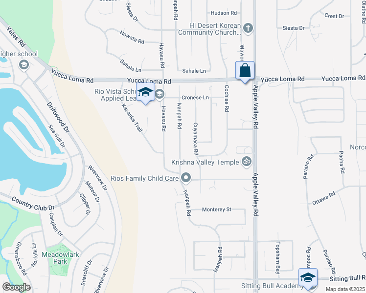 map of restaurants, bars, coffee shops, grocery stores, and more near 13425 Ivanpah Road in Apple Valley