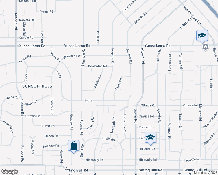 map of restaurants, bars, coffee shops, grocery stores, and more near 13427 Iroquois Road in Apple Valley