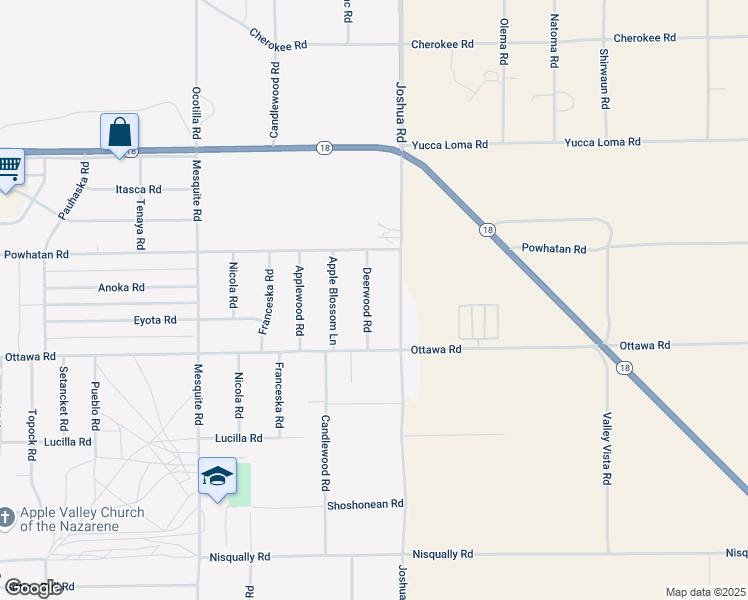 map of restaurants, bars, coffee shops, grocery stores, and more near 13397 Deerwood Road in Apple Valley