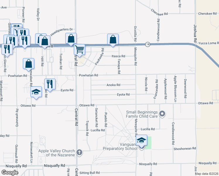 map of restaurants, bars, coffee shops, grocery stores, and more near 22715 Anoka Road in Apple Valley