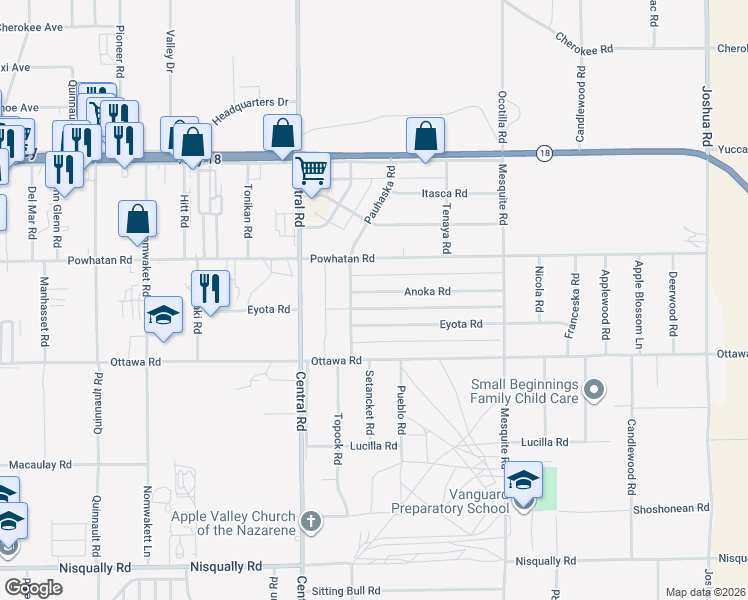 map of restaurants, bars, coffee shops, grocery stores, and more near 22645 Anoka Road in Apple Valley