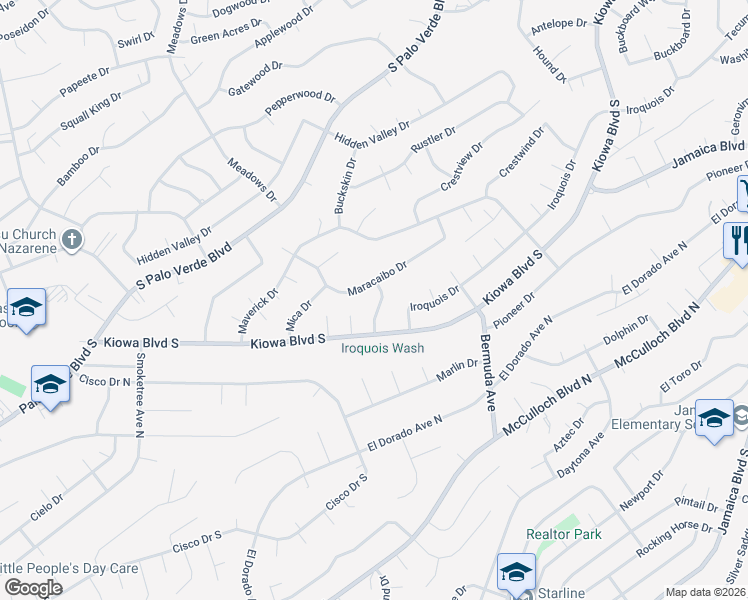 map of restaurants, bars, coffee shops, grocery stores, and more near 3053 Maracaibo Way in Lake Havasu City
