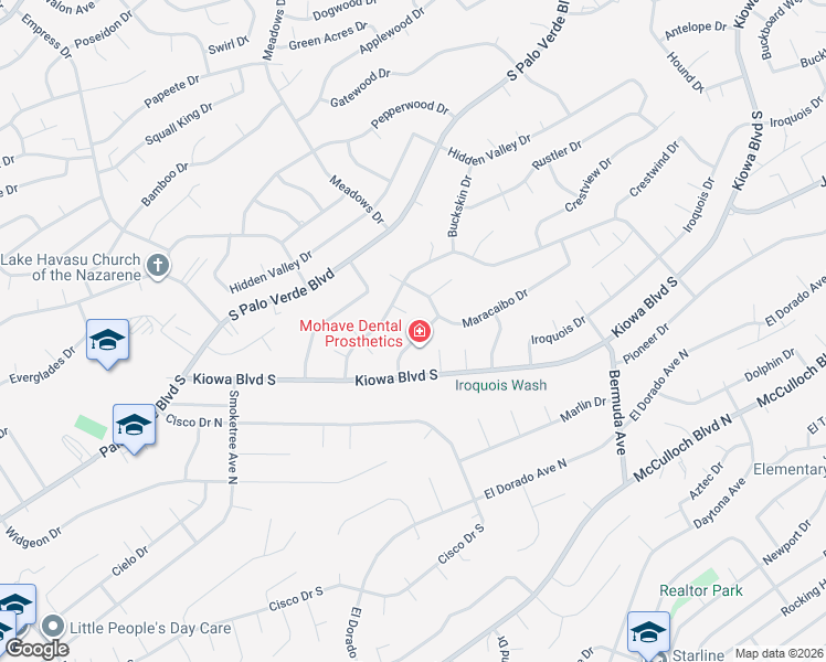 map of restaurants, bars, coffee shops, grocery stores, and more near 2937 Mica Dr in Lake Havasu City