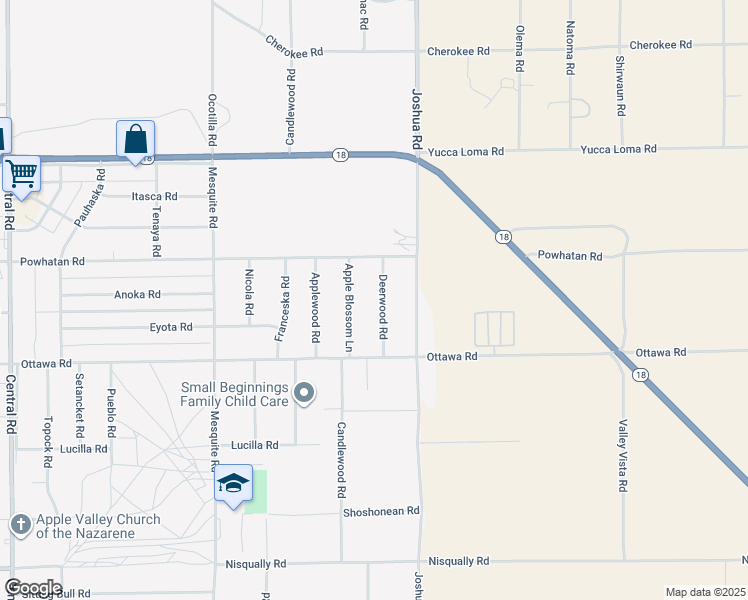 map of restaurants, bars, coffee shops, grocery stores, and more near 13406 Deerwood Road in Apple Valley