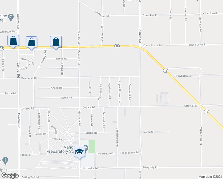 map of restaurants, bars, coffee shops, grocery stores, and more near 13405 Applewood Road in Apple Valley