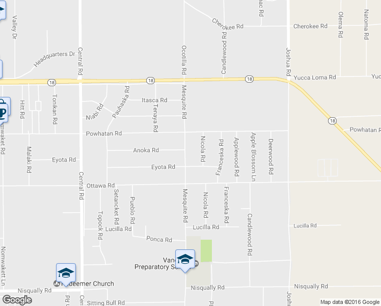 map of restaurants, bars, coffee shops, grocery stores, and more near 13433 Mesquite Road in Apple Valley