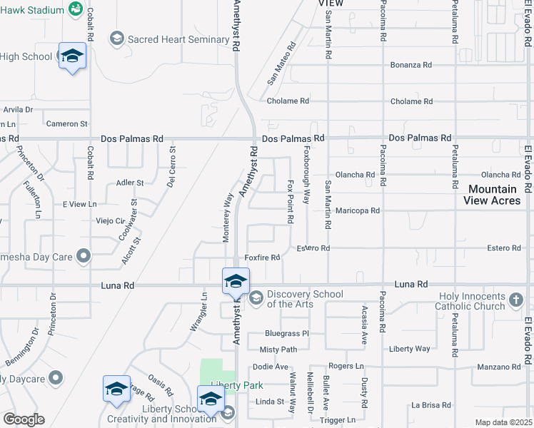 map of restaurants, bars, coffee shops, grocery stores, and more near 13785 Salado Way in Victorville