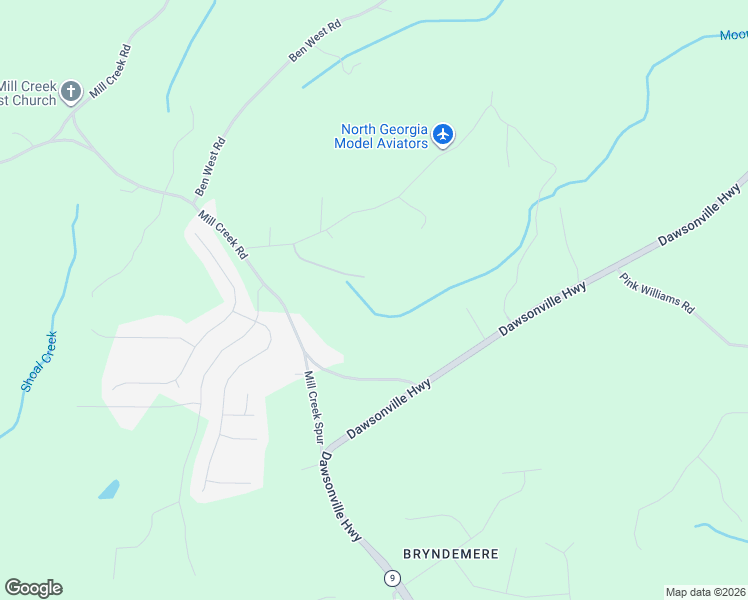 map of restaurants, bars, coffee shops, grocery stores, and more near 206 Broken Lance Road in Dawsonville