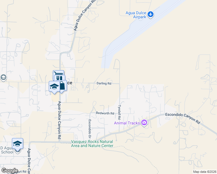 map of restaurants, bars, coffee shops, grocery stores, and more near 10535 Darling Road in Santa Clarita
