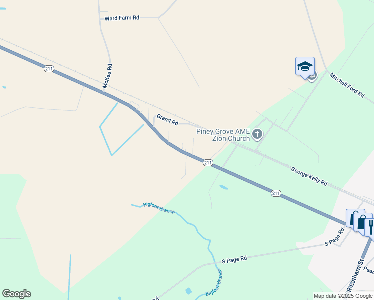 map of restaurants, bars, coffee shops, grocery stores, and more near 1364 North Carolina 211 in Clarkton
