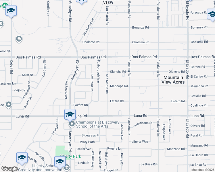 map of restaurants, bars, coffee shops, grocery stores, and more near 11439 Maricopa Road in Victorville