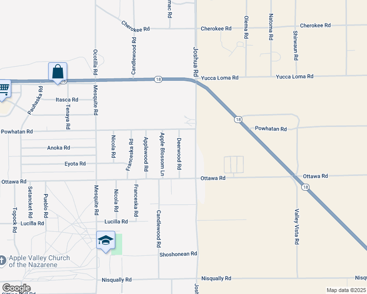 map of restaurants, bars, coffee shops, grocery stores, and more near 13397 Deerwood Road in Apple Valley