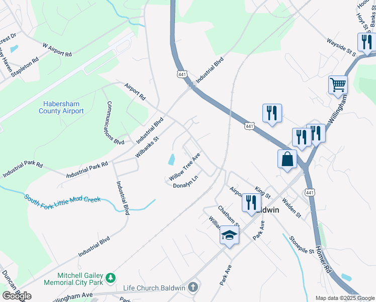 map of restaurants, bars, coffee shops, grocery stores, and more near 193 Willow Tree Avenue in Baldwin