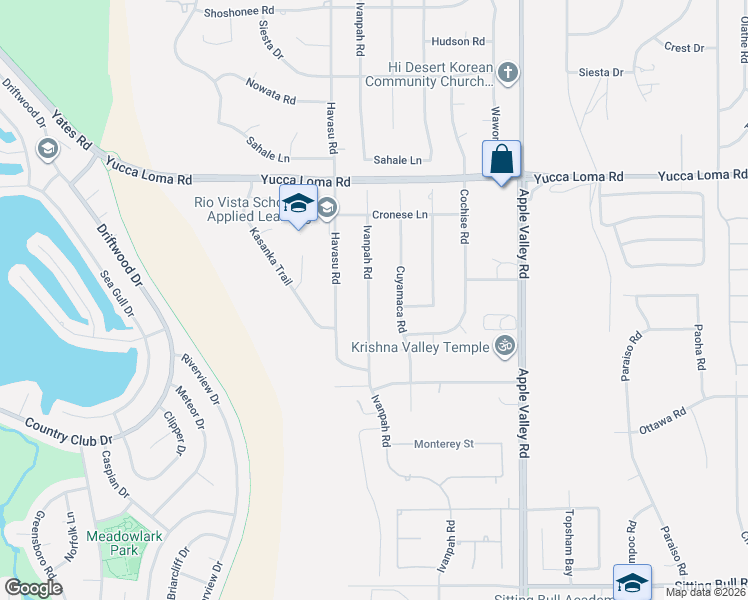 map of restaurants, bars, coffee shops, grocery stores, and more near 13455 Ivanpah Road in Apple Valley