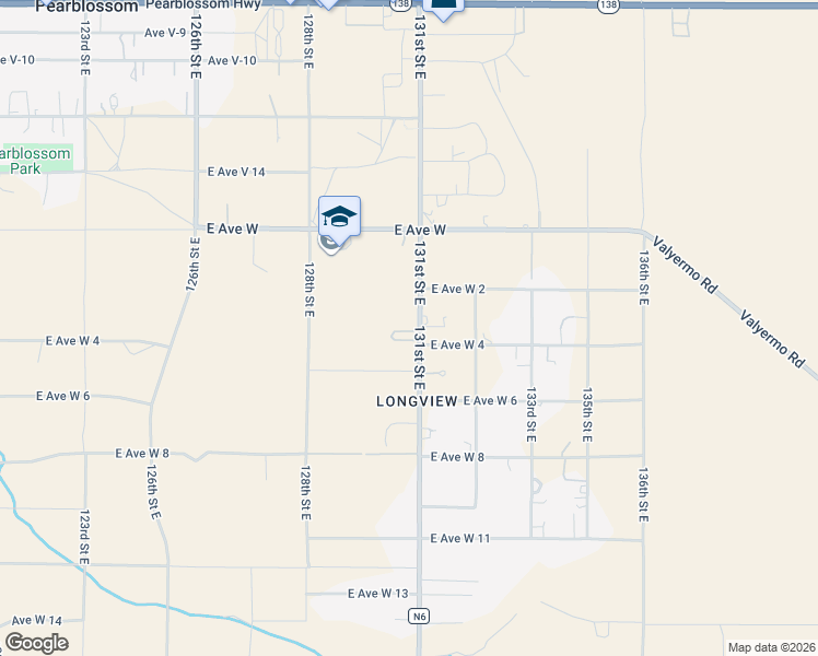 map of restaurants, bars, coffee shops, grocery stores, and more near 33511 Longview Road in Pearblossom