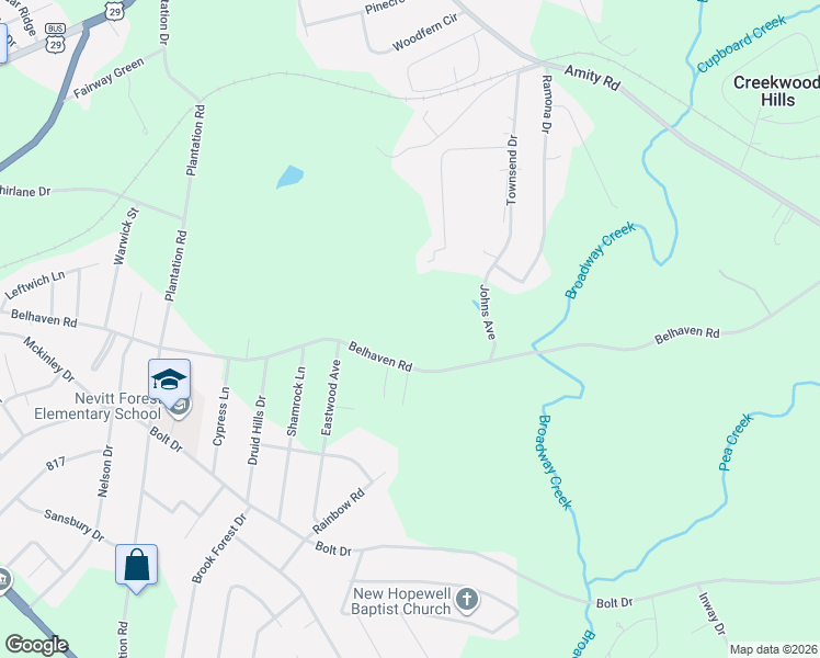 map of restaurants, bars, coffee shops, grocery stores, and more near 2418 Belhaven Road in Anderson