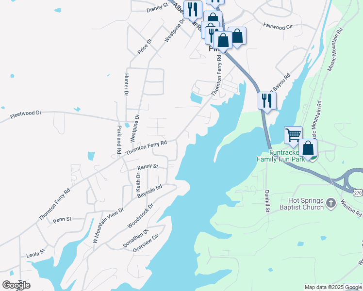 map of restaurants, bars, coffee shops, grocery stores, and more near 109 Grand B Road in Hot Springs
