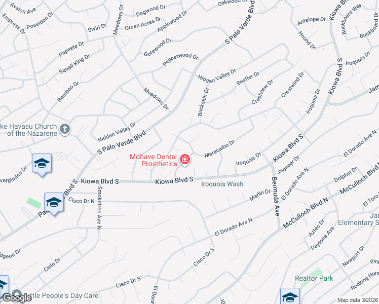 map of restaurants, bars, coffee shops, grocery stores, and more near 2937 Mica Drive in Lake Havasu City